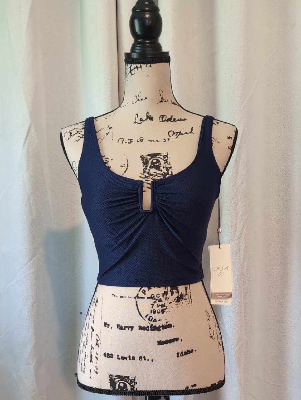 CALIA U-Bar Long Line Bikini Swim Top, NWT